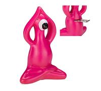 Relaxdays Hucha Flamenco Yoga con Cerradura y 2 Llaves, Cerámica, Rosa, 19 x 13 x 10 cm, plástico, Metal
