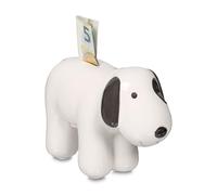 Relaxdays Hucha Perro, para Propinas, Huchita con Ranura para Billetes y Monedas, 12x21x9 cm, Cerámica, Negro y Blanco