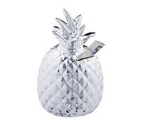Relaxdays Hucha piña – Cerámica plateada, 16 x 9 cm, con 2 llaves
