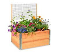 Relaxdays Huerto Elevado con Enrejado, Modular, Madera, para trepadoras, Jardinera, 118x120x80 cm, jardín, Natural