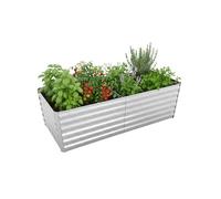 Relaxdays Huerto Elevado de Hierro galvanizado, 57 x 180 x 90 cm, para hortalizas, Hierbas y Flores, Plateado