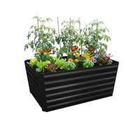 Relaxdays Huerto Elevado de Metal galvanizado para Flores, Plantas y Verduras, 60x120x60 cm, Negro