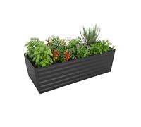Relaxdays huerto Elevado de Metal galvanizado para Flores y Verduras, 57x100x100 cm, Antracita