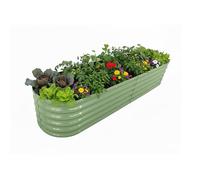 Relaxdays Huerto Elevado de Metal XXL, jardineras y Verduras, 240x60x45 cm, semicircular, Verde Salvia