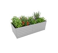 Relaxdays Huerto Elevado galvanizado, 57 x 180 x 90 cm, para hortalizas, Hierbas y Flores, Gris Claro