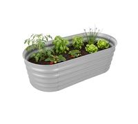 Relaxdays Huerto Elevado, Metal galvanizado, Flores, Plantas y hortalizas, 45 x 150 x 60 cm, semicircular, Gris Claro