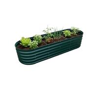 Relaxdays Huerto Elevado Ovalado en Metal galvanizado para Flores, Plantas y Verduras, 45x200x60 cm, Verde