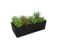 Relaxdays Huerto Elevado Rectangular de Metal galvanizado, 57x180x90 cm, para hortalizas, Hierbas y Flores, Negro