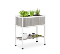 Relaxdays Huerto urbano de madera blanco,negro,gris