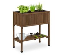 Relaxdays Huerto urbano de madera de abeto marrón,negro