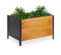 Relaxdays Huerto urbano de madera marrón claro,negro