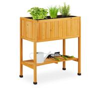 Relaxdays Huerto urbano de madera naranja,negro