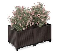 Relaxdays Huerto urbano efecto ratán marrón,negro