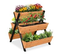 Relaxdays Huerto urbano elevado con 5 maceteros naranja,negro