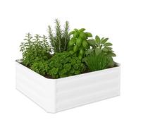Relaxdays Huerto Urbano, Metal Galvanizado, Jardinera para Cultivar Flores, Plantas y Verduras, 30x90x90 cm, Blanco