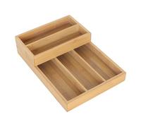 Relaxdays Inserto de Cubiertos de bambú, 2 Piezas, 6 Compartimentos, apilable, Organizador de cajón, Natural