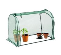 Relaxdays Invernadero de plástico con puerta verde oscuro,transparente
