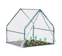 Relaxdays Invernadero pequeño PVC con puerta verde oscuro,transparente