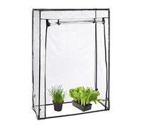 Relaxdays Invernadero Tomates, Cubierta PVC, 150 x 100 x 50 cm, con Puerta, Mini Huerto Vertical, Transparente y Negro