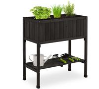 Relaxdays Huerto urbano de madera de abeto negro