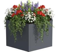 Relaxdays, jardinera elevada de acero con revestimiento en polvo, ideal para flores, plantas y verduras, dimensiones: 52 x 100 x 87 cm, color gris