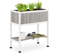 Relaxdays Huerto urbano de madera blanco,negro,gris