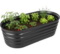Relaxdays, jardinera elevada de metal galvanizado, ideal para flores, plantas y verduras, dimensiones: 45 x 150 x 60 cm, forma ovalada, color antracita