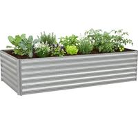 Relaxdays, jardinera elevada de metal galvanizado, ideal para flores, plantas y verduras, dimensiones: 57 x 240 x 90 cm, jardinera para plantas de jardín, color plateado