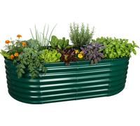 Relaxdays, jardinera elevada de metal galvanizado, ideal para flores, plantas y verduras, dimensiones: 60 x 200 x 100 cm, forma ovalada, color verde