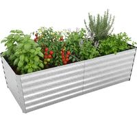 Relaxdays, jardinera elevada de metal galvanizado, ideal para flores, plantas y verduras, dimensiones: 60 x 200 x 100 cm, diseño rectangular, color plateado