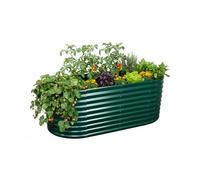 Relaxdays Jardinera elevada Metal galvanizado Ovalada 100×200×80 cm Verde para Flores, Plantas y hortalizas