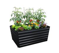 Relaxdays Jardinera elevada, Metal galvanizado, Plantas y hortalizas, HBT: 60x120x60 cm, Rectangular, Antracita