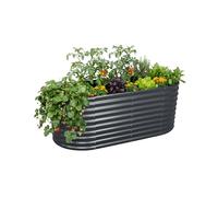 Relaxdays Jardinera semicircular elevada, Metal galvanizado, para Flores y hortalizas, 80x160x80 cm, RAL7016 Antracita