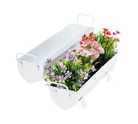 Relaxdays Jardineras Exterior Vintage, Set de 2 Unidades, Maceteros para Plantas, Hierro, 53 y 61 cm de Largo, Blanco