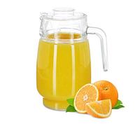 Relaxdays Jarra de cristal con tapa, Mango ergonómico, Apto para lavavajillas, 1,3 L, Transparente