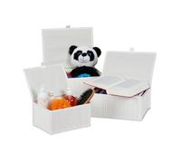 Relaxdays Juego 12 cestas bambú baño color blanco blanco