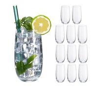 Relaxdays Juego 12 vasos de cristal transparente