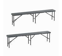Relaxdays Conjunto de 2 bancos de jardín 180 cm negro,gris