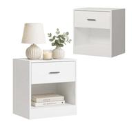 Relaxdays Juego 2 mesitas de Noche, cajón y Hueco, 41x39x28 cm, Blanco | Mesita de noche para el dormitorio, mesita de noche