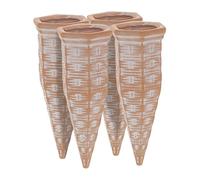 Relaxdays Juego 4 Pico Riego Automático, Cono Regar Planta Interior, Regador Arcilla para Botella, 13,5x5,5cm, Terracota