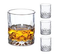 Relaxdays Juego 4 Vasos Whisky, 300 ml, Elegantes, para Vermut, Licor y Cócteles, Tumblers, Accesorios Bar, Transparente