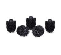 Relaxdays Juego 5 Cepillos de Recambio Escobilla de Baño, Plastico, Rosca de 9,5 mm y Diámetro de 8 cm, Negro