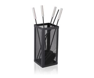 Relaxdays Juego 5 piezas chimenea mango acero inox negro,plata