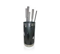 Relaxdays Juego 5 pzs chimenea hierro y acero inox negro,plata