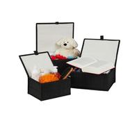 Relaxdays Juego 6 cestas bambú baño color negro negro