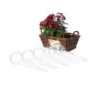 Relaxdays Juego 6 Globos Riego Plantas Interior, Biberones Regadores Flores, Plástico, 250ml, 28x8cm, Transparente