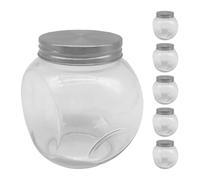 Relaxdays Juego 6 tarros para caramelos, 480 ml plata,transparente