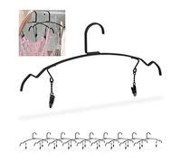 Relaxdays Juego de 10 Perchas con Clips para Pantalones, Colgadores Ropa Interior, Lencería, Metal, 33 cm Ancho, Negro