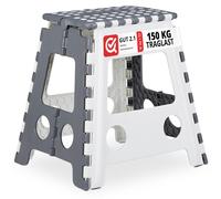 Relaxdays, juego de 10 taburetes plegables, ideales para camping, como asiento en el baño, capacidad de hasta 150 kg, fabricados en plástico, dimensiones: 39x39x32 cm, color blanco/gris