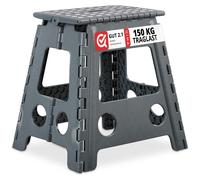 Relaxdays, juego de 10 taburetes plegables, ideales para camping, taburetes grandes para el baño, capacidad de hasta 150 kg, fabricados en plástico, dimensiones: 39x39x32 cm, color gris